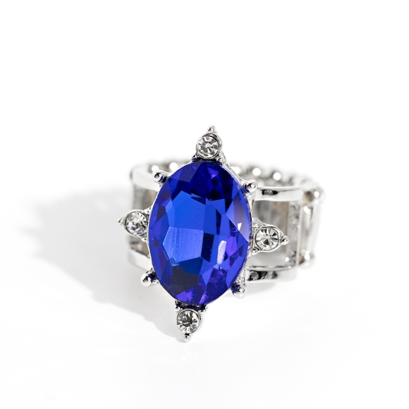 Glassy Blue Sparkle Ring - Picture 2 of 2